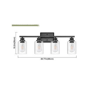 Unicozin Modern Bathroom Light Fixtures, 4 Light Vanity Light, Black Wall Lamp